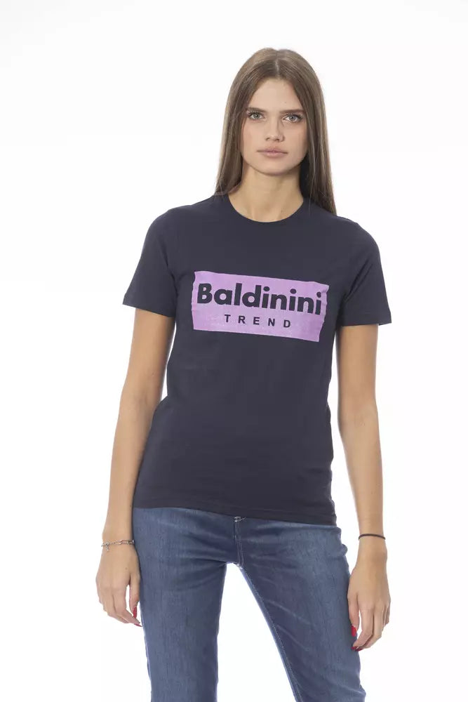 Baldinini Trend Blue Cotton Women Women's T-Shirt-- Ribbed Striped Patterned