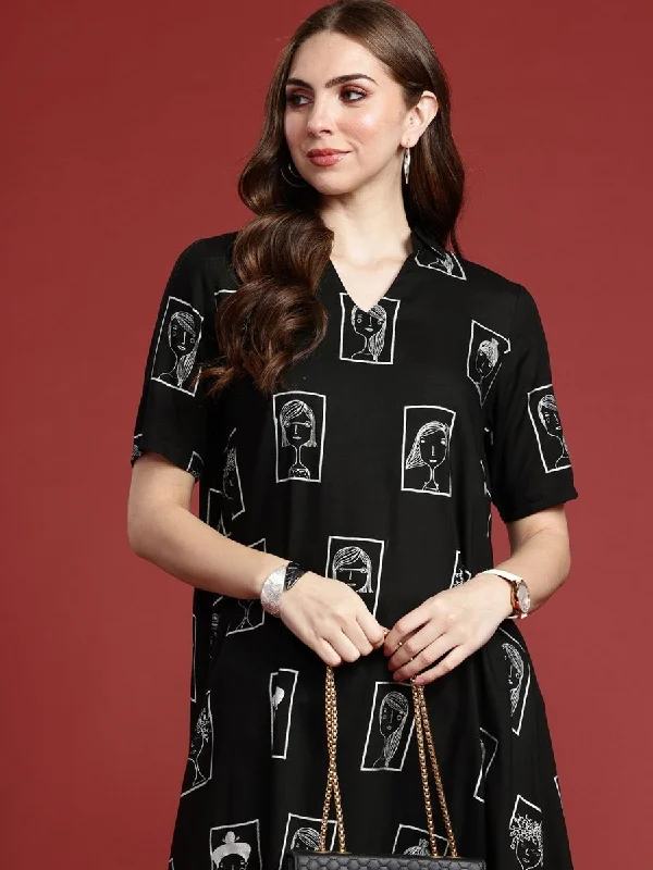 Anouk Women Tribal Print Shirt Collar Kurta-- Notch Collar Peter Pan Collar Cowl Neck Anouk Women Tribal Print Shirt Collar Kurta-- Notch Collar Peter Pan Collar Cowl Neck