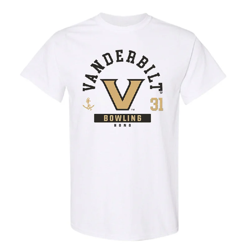 Vanderbilt - NCAA Women's Bowling : Stephanie Hong - Classic Fashion Shersey T-Shirt-- Striped Floral Plaid Vanderbilt - NCAA Women's Bowling : Stephanie Hong - Classic Fashion Shersey T-Shirt-- Striped Floral Plaid