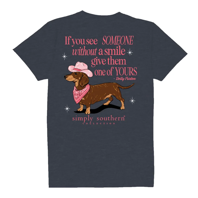 Simply Southern Ladies Navy Short Sleeve Shirt SS-SMILE-HTHRNVY-- V-Neck T-Shirt Long Sleeve Cotton Simply Southern Ladies Navy Short Sleeve Shirt SS-SMILE-HTHRNVY-- V-Neck T-Shirt Long Sleeve Cotton