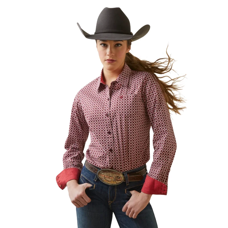 Ariat Ladies Wrinkle Resist Kirby Stretch Raleigh Geo Button Down Shirt 10046701-- Rayon Fabric Velvet Fabric Corduroy Fabric Ariat Ladies Wrinkle Resist Kirby Stretch Raleigh Geo Button Down Shirt 10046701-- Rayon Fabric Velvet Fabric Corduroy Fabric