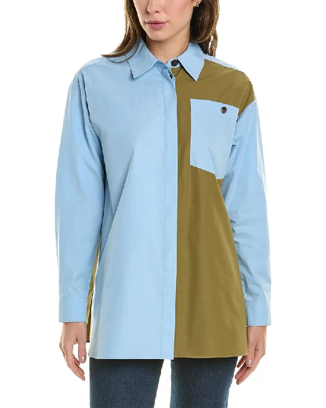 Lafayette 148 New York Colorblocked Oversized Shirt-- Chenille Blend Fleece Blend Nylon Blend Lafayette 148 New York Colorblocked Oversized Shirt-- Chenille Blend Fleece Blend Nylon Blend