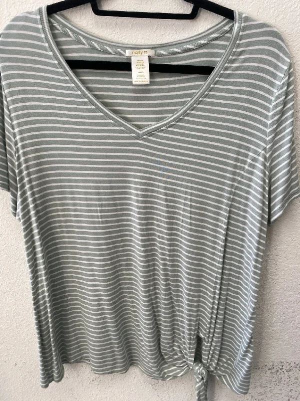 Striped Matty M Short Sleeve Shirt Women's-- Seamless Knitted Crochet
