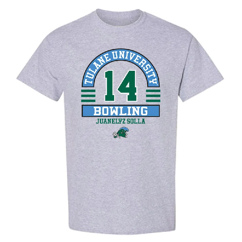 Tulane - NCAA Women's Bowling : Juanelyz Solla - Classic Fashion Shersey T-Shirt-- Print Jacquard Patchwork Tulane - NCAA Women's Bowling : Juanelyz Solla - Classic Fashion Shersey T-Shirt-- Print Jacquard Patchwork