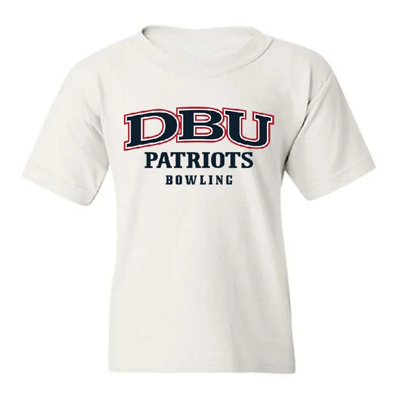 Dallas Baptist - NCAA Women's Bowling : Travis Sorola - Youth T-Shirt-- Welt Pockets Slit Pockets Flap Pockets Dallas Baptist - NCAA Women's Bowling : Travis Sorola - Youth T-Shirt-- Welt Pockets Slit Pockets Flap Pockets