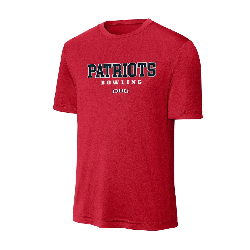 Dallas Baptist - NCAA Women's Bowling : Travis Sorola - Activewear T-Shirt-- Jersey Fabric Tulle Fabric Batik Fabric Dallas Baptist - NCAA Women's Bowling : Travis Sorola - Activewear T-Shirt-- Jersey Fabric Tulle Fabric Batik Fabric