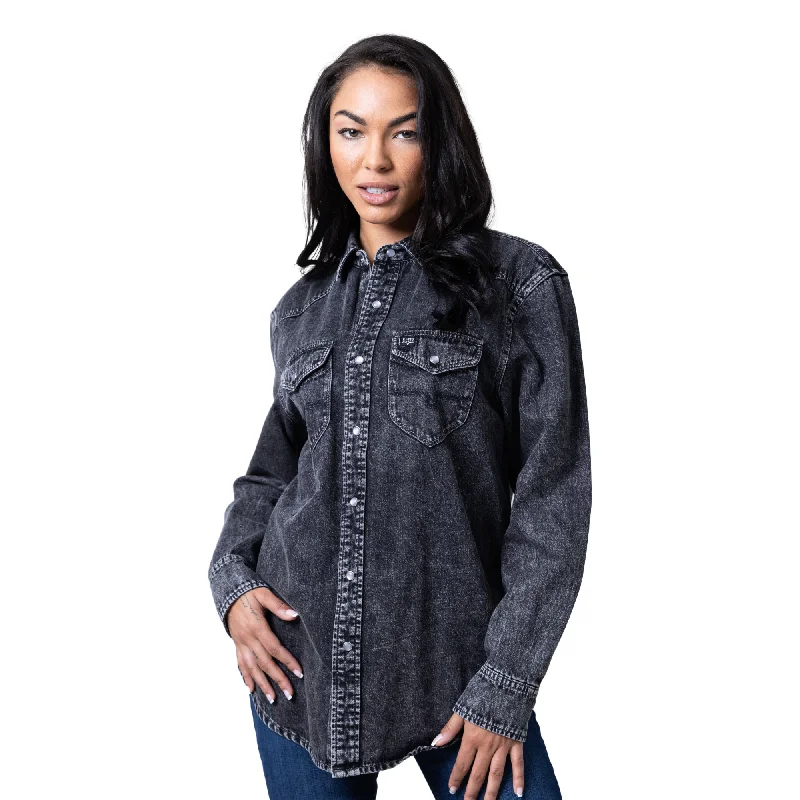 Kimes Ranch Ladies Sandoval Faded Black Button Down Shirt WTO0000042-- Mesh Canvas Denim Kimes Ranch Ladies Sandoval Faded Black Button Down Shirt WTO0000042-- Mesh Canvas Denim