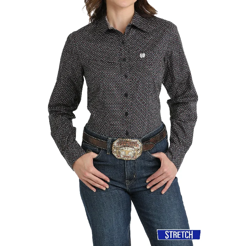 Cinch Ladies Long Sleeve Navy Button Down Shirt MSW9164228-- Polka Dot Checkered Tartan Cinch Ladies Long Sleeve Navy Button Down Shirt MSW9164228-- Polka Dot Checkered Tartan