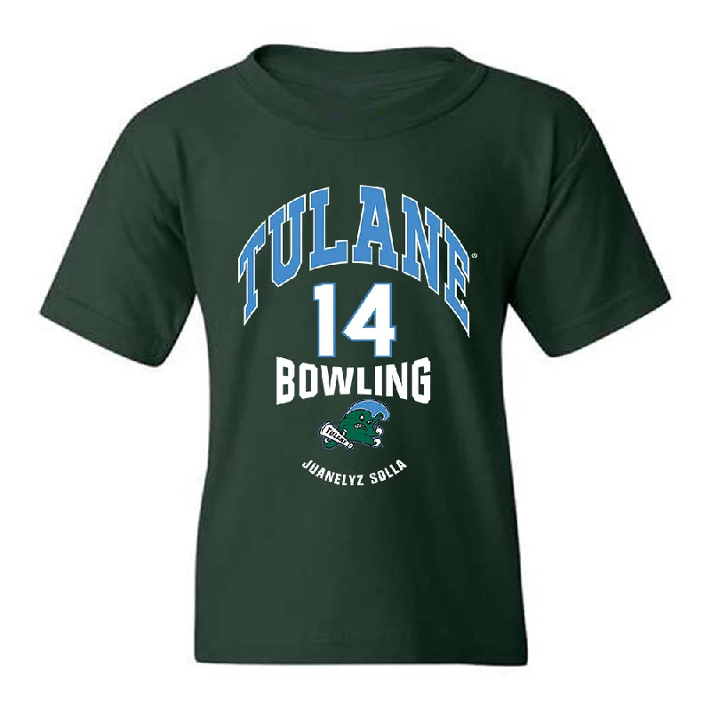 Tulane - NCAA Women's Bowling : Juanelyz Solla - Classic Fashion Shersey Youth T-Shirt-- Mesh Blend Leather Blend Suede Blend Tulane - NCAA Women's Bowling : Juanelyz Solla - Classic Fashion Shersey Youth T-Shirt-- Mesh Blend Leather Blend Suede Blend