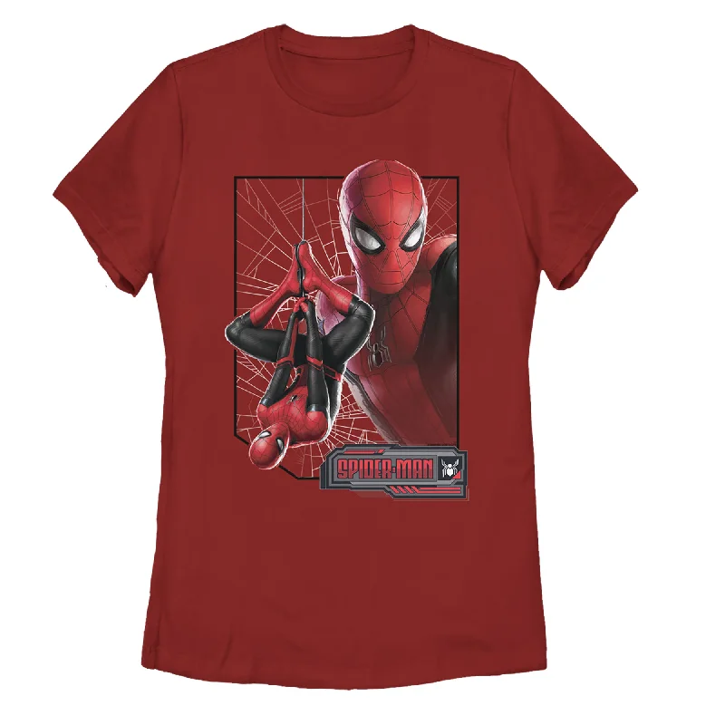 Women's Marvel Spider-Man: Far From Home Web Frame T-Shirt-- Asymmetrical Pockets Print Women's Marvel Spider-Man: Far From Home Web Frame T-Shirt-- Asymmetrical Pockets Print