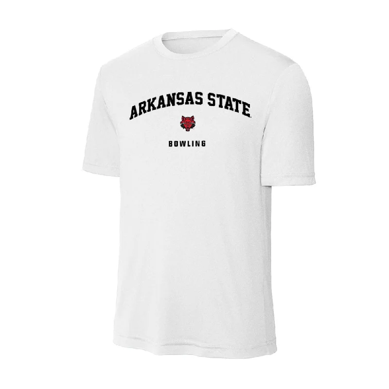Arkansas State - NCAA Women's Bowling : Kaylee Back - Activewear T-Shirt-- Polka Dot Checkered Tartan Arkansas State - NCAA Women's Bowling : Kaylee Back - Activewear T-Shirt-- Polka Dot Checkered Tartan