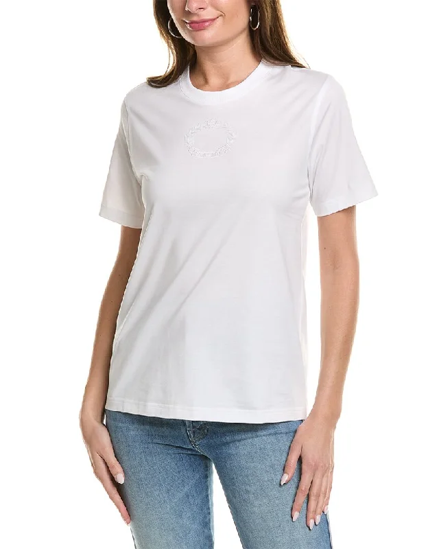 Burberry Embroidered Oak Leaf Crest T-Shirt-- Oversized T-Shirt Spandex breathable