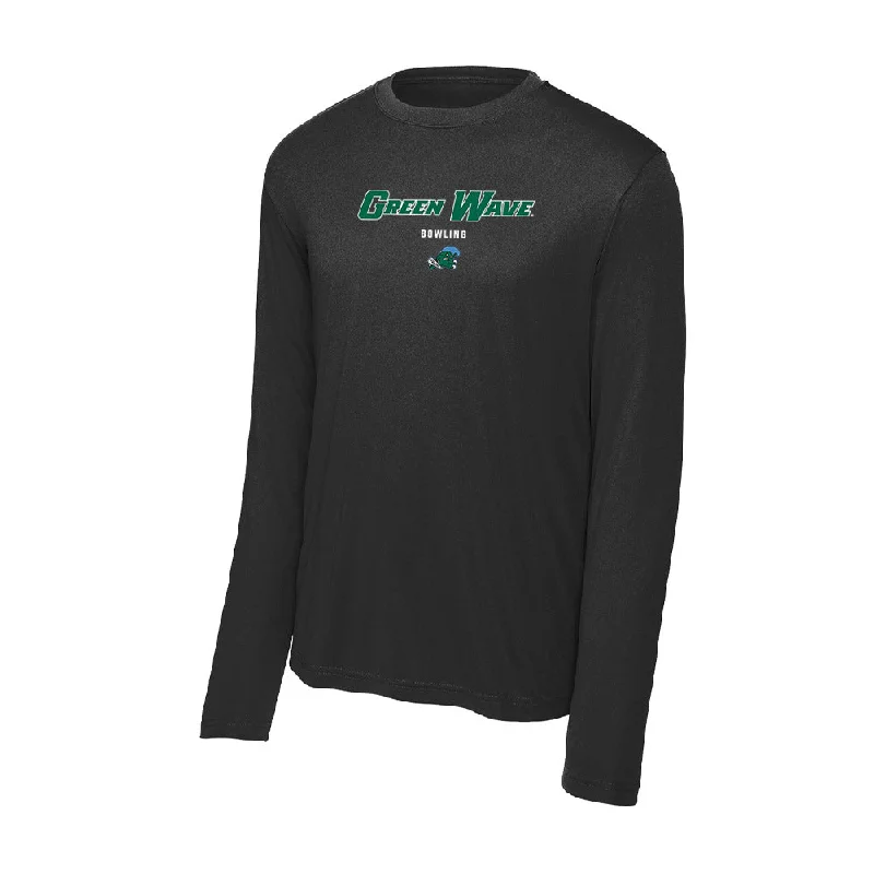 Tulane - NCAA Women's Bowling : Paige Matiasek - Activewear Long Sleeve T-Shirt-- V-Neck T-Shirt Long Sleeve Cotton Tulane - NCAA Women's Bowling : Paige Matiasek - Activewear Long Sleeve T-Shirt-- V-Neck T-Shirt Long Sleeve Cotton