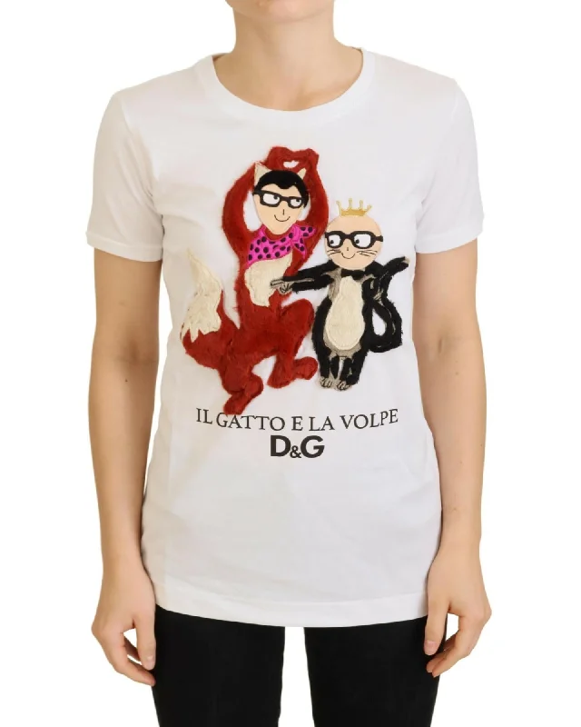 Dolce & Gabbana  Il Gatto E La Volpe Embroidered T-Shirt-- Hooded Caped Shawl Collar