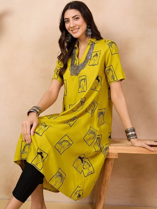 Anouk Mustard Yellow Ethnic Motifs Printed Shirt Collar A-Line Kurta-- Satin Fabric Silk Fabric Chiffon Fabric Anouk Mustard Yellow Ethnic Motifs Printed Shirt Collar A-Line Kurta-- Satin Fabric Silk Fabric Chiffon Fabric