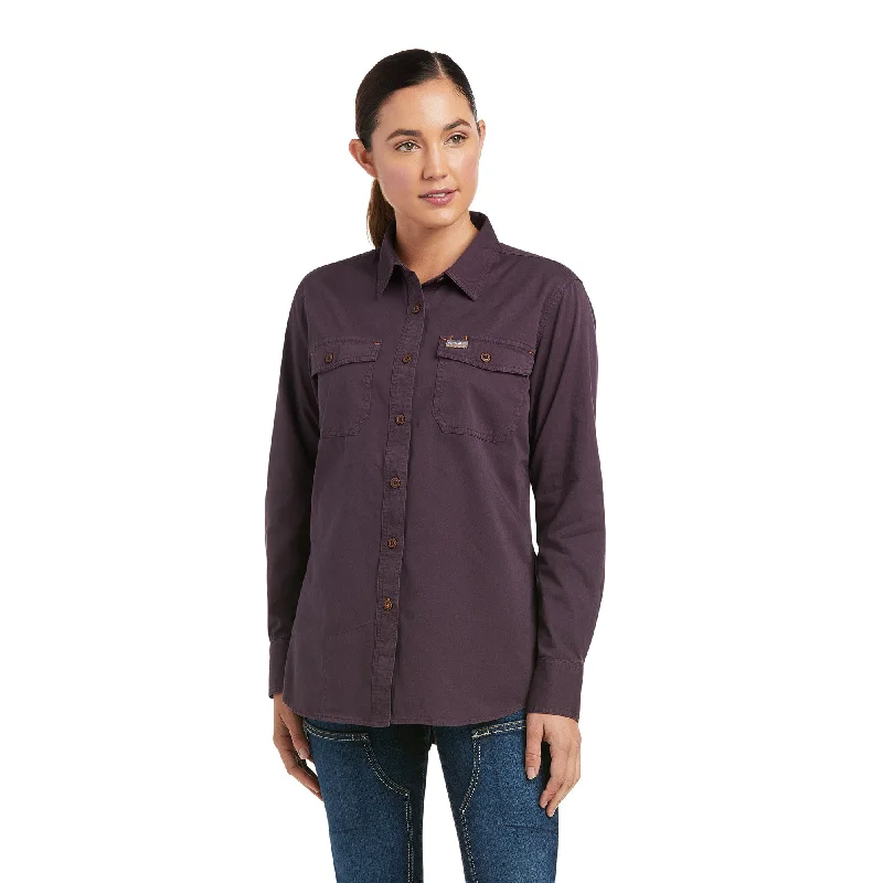 Ariat Women's Rebar Washed Twill Plum Perfect Work Shirt 10037591-- Print Jacquard Patchwork Ariat Women's Rebar Washed Twill Plum Perfect Work Shirt 10037591-- Print Jacquard Patchwork