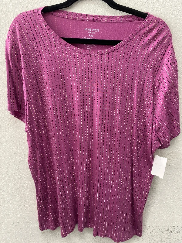 Purple Print Nine West Short Sleeve Shirt Women's-- Plaid T-Shirt Polka Dot Checkered Purple Print Nine West Short Sleeve Shirt Women's-- Plaid T-Shirt Polka Dot Checkered