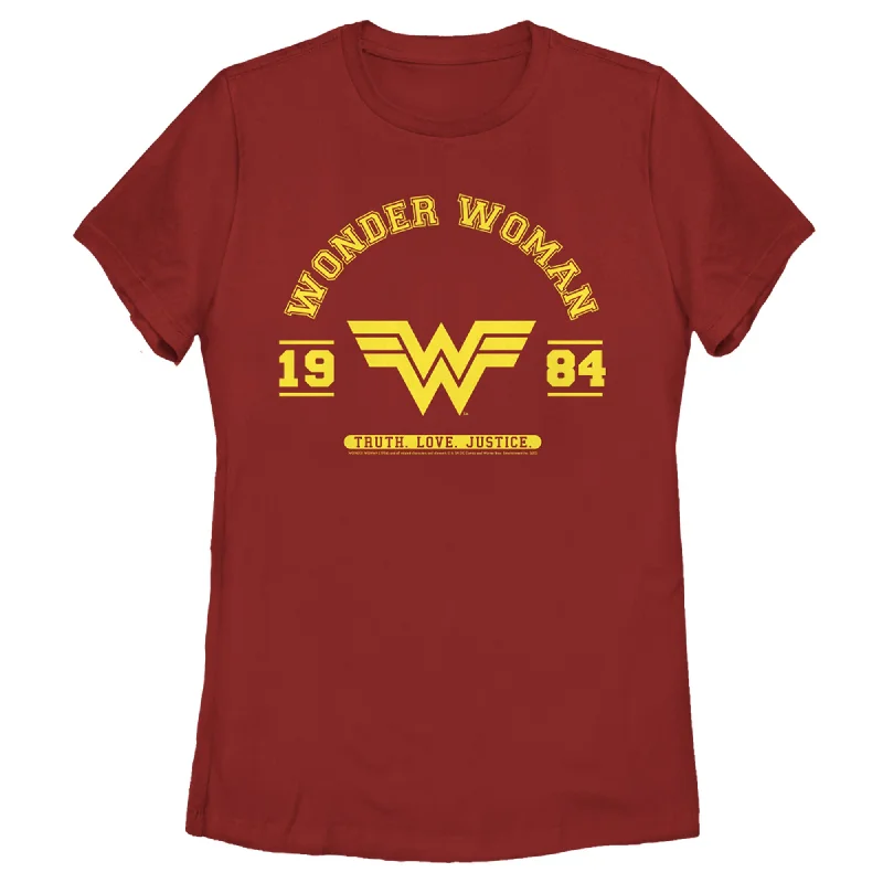 Women's Wonder Woman 1984 WW Collegiate T-Shirt-- Front Pockets Side Pockets Patch Pockets Women's Wonder Woman 1984 WW Collegiate T-Shirt-- Front Pockets Side Pockets Patch Pockets