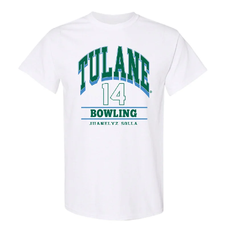 Tulane - NCAA Women's Bowling : Juanelyz Solla - Classic Fashion Shersey T-Shirt-- Sequined Glittery Shiny Tulane - NCAA Women's Bowling : Juanelyz Solla - Classic Fashion Shersey T-Shirt-- Sequined Glittery Shiny