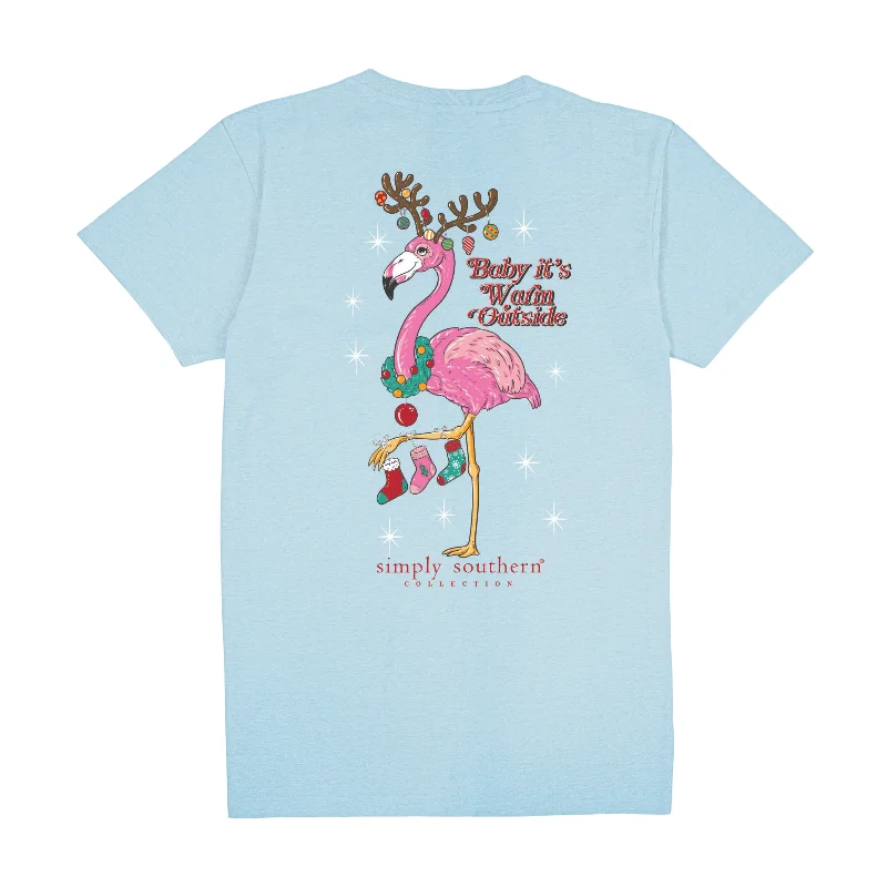 Simply Southern Ladies Baby It's Warm Outside Graphic Sky Blue T-Shirt SS-FLAMXMAS-SKY-- Notch Collar Peter Pan Collar Cowl Neck Simply Southern Ladies Baby It's Warm Outside Graphic Sky Blue T-Shirt SS-FLAMXMAS-SKY-- Notch Collar Peter Pan Collar Cowl Neck