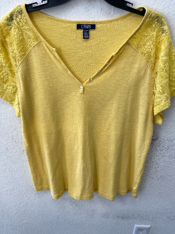 Yellow Chaps Short Sleeve Shirt Women's-- Collared T-Shirt Boat Neck A-Line