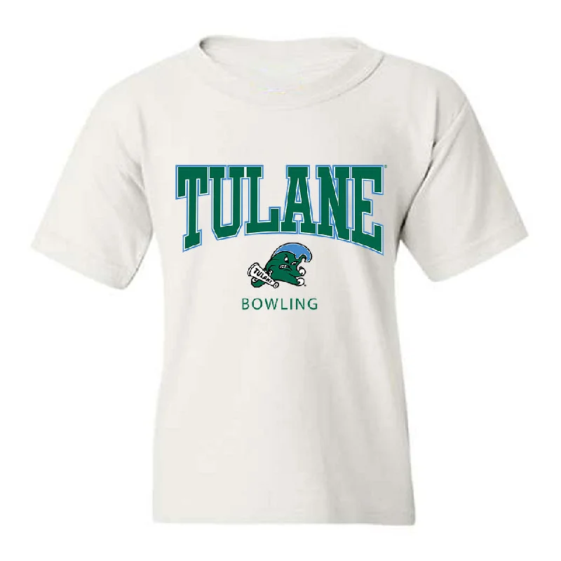 Tulane - NCAA Women's Bowling : Paige Matiasek - Youth T-Shirt-- Graphic T-Shirt Round Neck Polyester Tulane - NCAA Women's Bowling : Paige Matiasek - Youth T-Shirt-- Graphic T-Shirt Round Neck Polyester