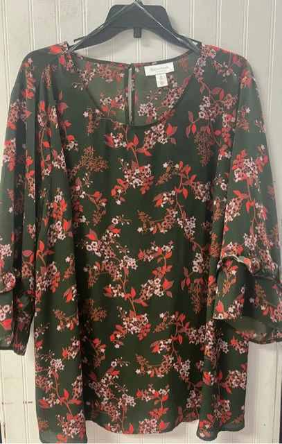 Green Floral Motherhood Maternity Long Sleeve Shirt Women's-- Handmade Hand-knitted Hand-woven