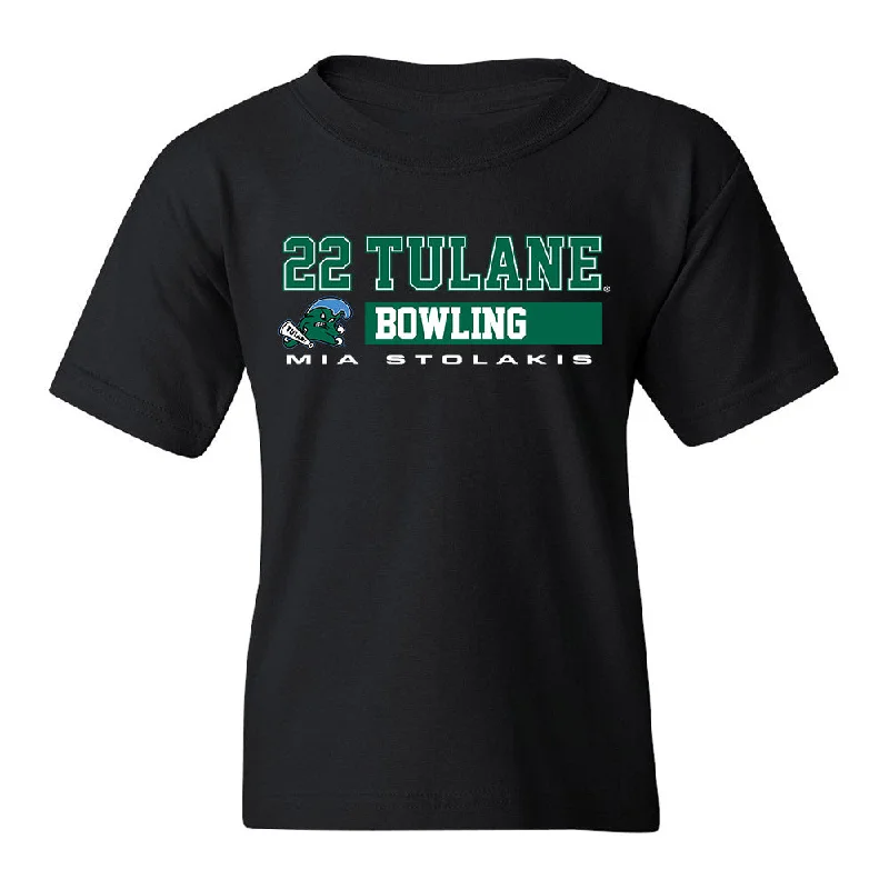 Tulane - NCAA Women's Bowling : Mia Stolakis - Classic Fashion Shersey Youth T-Shirt-- Nylon Fabric Polyester Fabric Spandex Fabric Tulane - NCAA Women's Bowling : Mia Stolakis - Classic Fashion Shersey Youth T-Shirt-- Nylon Fabric Polyester Fabric Spandex Fabric