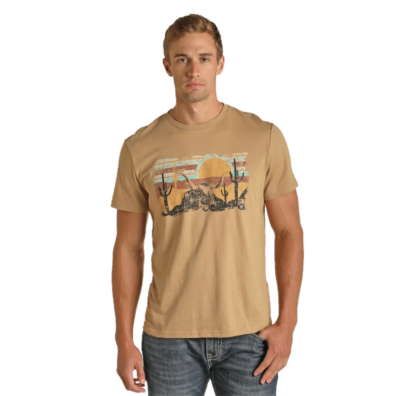 Panhandle® Unisex Longhorn Retro Desert Taupe Graphic T-Shirt RRUT21R12J-- Satin Blend Silk Blend Wool Blend
