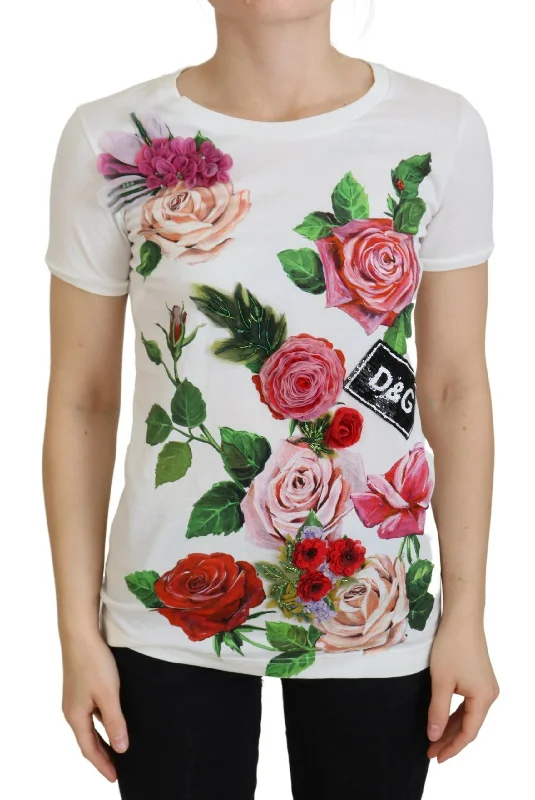 Dolce & Gabbana  Women's Rose Print T-Shirt-- Layered Multi-layer Single Layer
