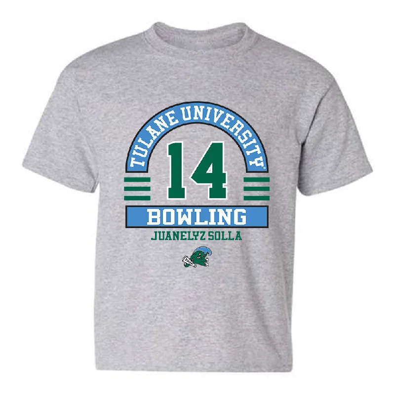 Tulane - NCAA Women's Bowling : Juanelyz Solla - Classic Fashion Shersey Youth T-Shirt-- Cashmere Blend Cotton Blend Poly Blend Tulane - NCAA Women's Bowling : Juanelyz Solla - Classic Fashion Shersey Youth T-Shirt-- Cashmere Blend Cotton Blend Poly Blend