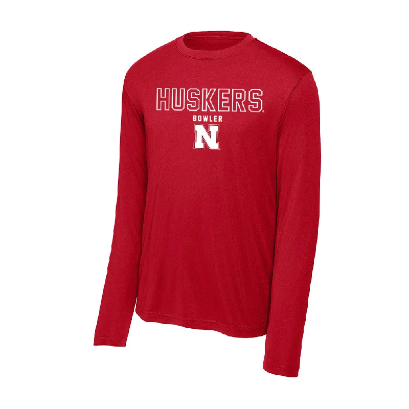 Nebraska - NCAA Women's Bowling : Brenna Hartzler - Activewear Long Sleeve T-Shirt-- Welt Pockets Slit Pockets Nebraska - NCAA Women's Bowling : Brenna Hartzler - Activewear Long Sleeve T-Shirt-- Welt Pockets Slit Pockets