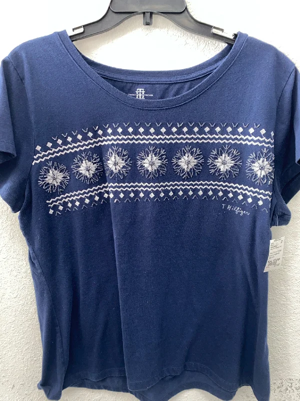Navy Tommy Hilfiger Short Sleeve Shirt Women's-- Terry Blend Velvet Blend Canvas Blend Navy Tommy Hilfiger Short Sleeve Shirt Women's-- Terry Blend Velvet Blend Canvas Blend