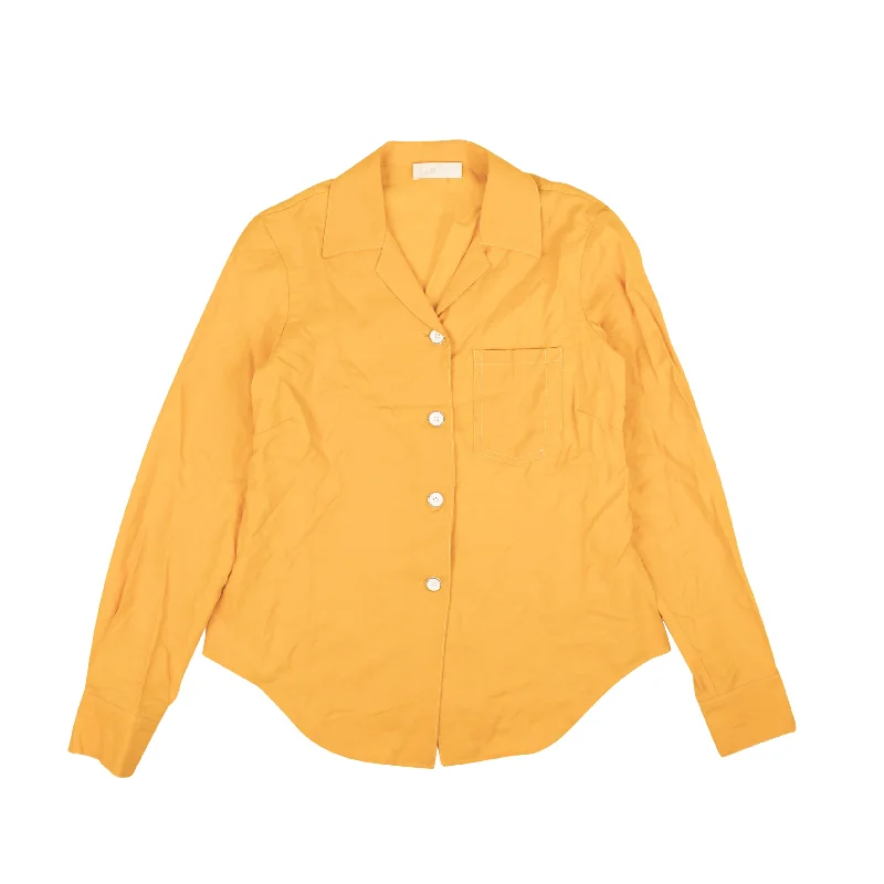 LOROD Marigold Long Sleeve Bowling Shirt-- Striped Floral Plaid