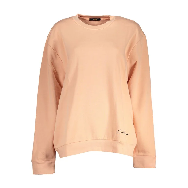 Elegant Long-sleeved Pink Fleece Sweatshirt Hoodie with Half-Zip Sporty Casual