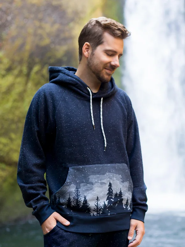 Unisex Starlit Night Hoodie Hoodie with Hem Embroidery Detailed Premium