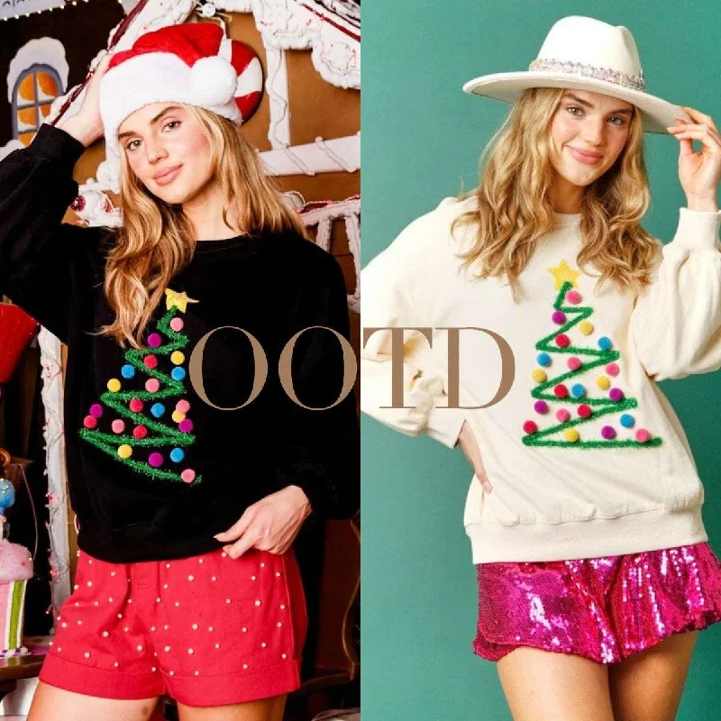 Festive Fervor: 2024 New Christmas Tree Women's Sweatshirt Hoodie Hoodie with Color Block Contrast Stylish Festive Fervor: 2024 New Christmas Tree Women's Sweatshirt Hoodie Hoodie with Color Block Contrast Stylish