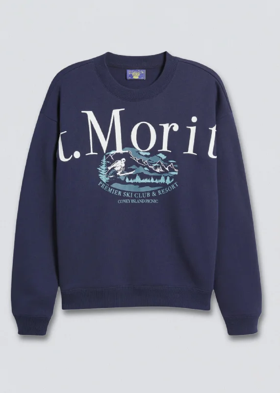 St. Moritz Graphic Sweatshirt Hoodie with Hem Ribbing Snug Secure