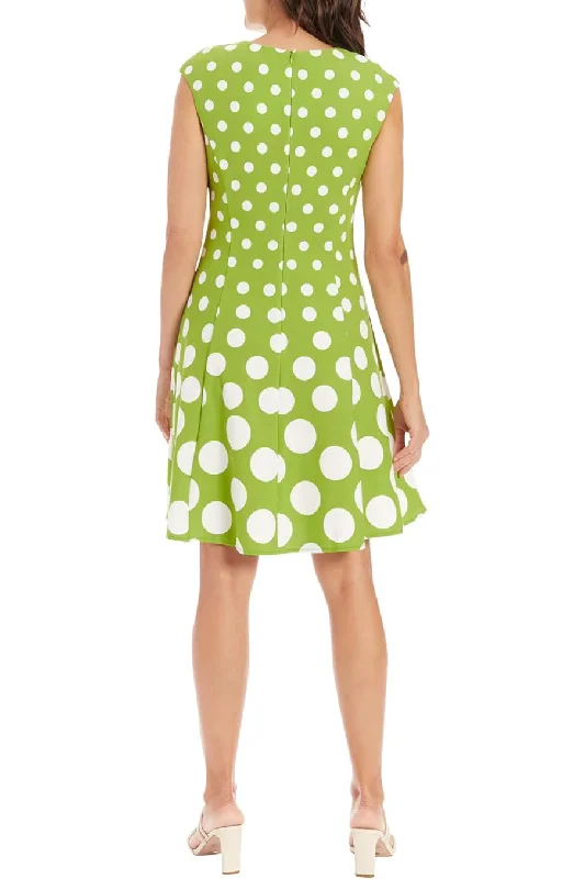 Crew Neck Sleeveless Box Pleated Polka Dot Print Jersey Dress Tunics Essential wardrobe