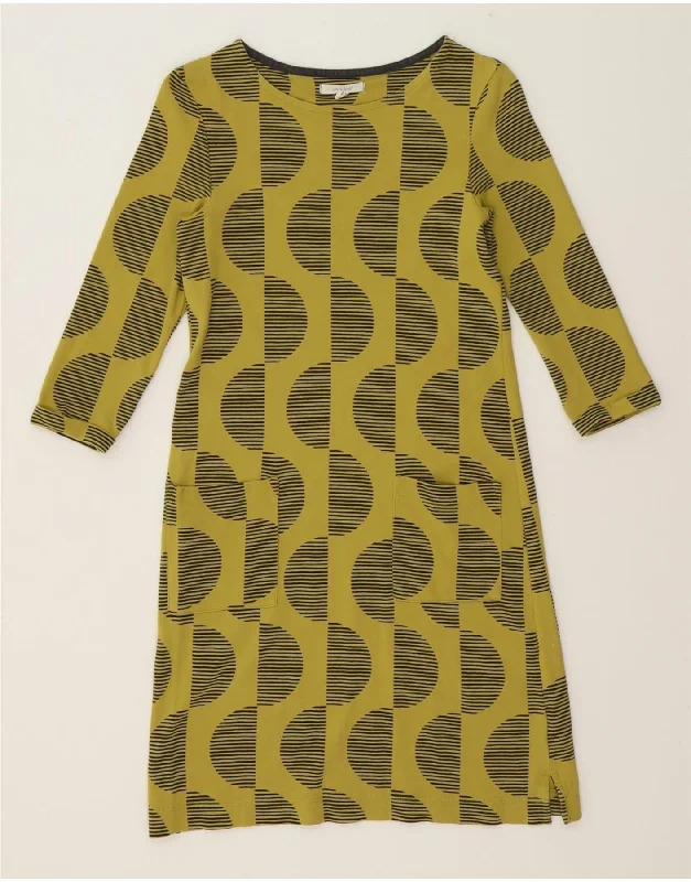 WHITE STUFF Womens 3/4 Sleeve Shift Dress UK 8 Small Yellow Geometric Pencil Office Professional WHITE STUFF Womens 3/4 Sleeve Shift Dress UK 8 Small Yellow Geometric Pencil Office Professional