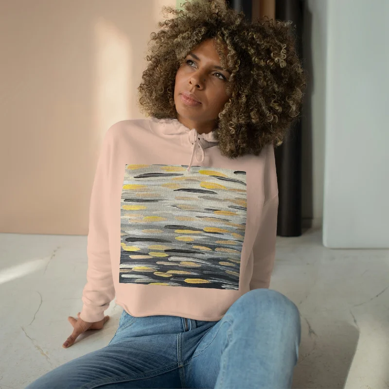 “Zebra Brushstrokes”   Crop Hoodie Hoodie with Elastic Cuffs Stretchable Comfortable