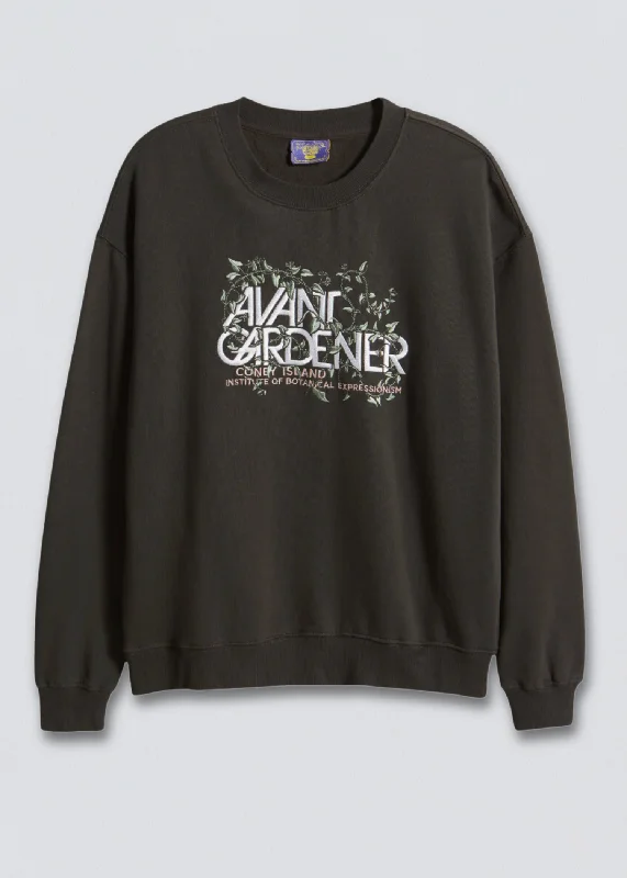Avant Gardener Embroidered Graphic Sweatshirt Hoodie with Side Slits Relaxed Casual