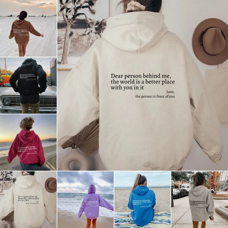 Kindness in Comfort: Plush Letter Printed Hoodie Hoodie with Drawcord Adjustable Secure Kindness in Comfort: Plush Letter Printed Hoodie Hoodie with Drawcord Adjustable Secure
