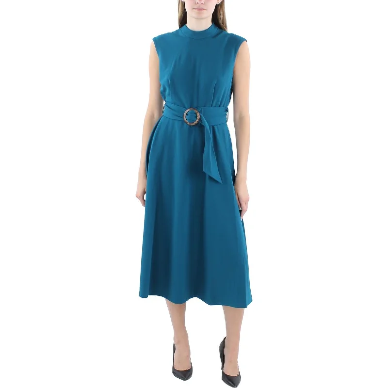 Womens Belted Scuba Fit & Flare Dress Tunics Stylish elegant