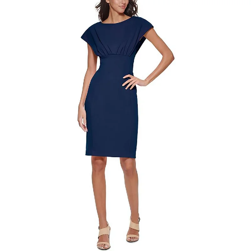 Petites Womens Crepe Boat Neck Sheath Dress Tunics Versatile all-occasion
