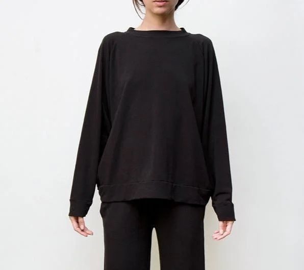 Anita Sweatshirt (Black) Hoodie with Zipper Placket Modern Functional