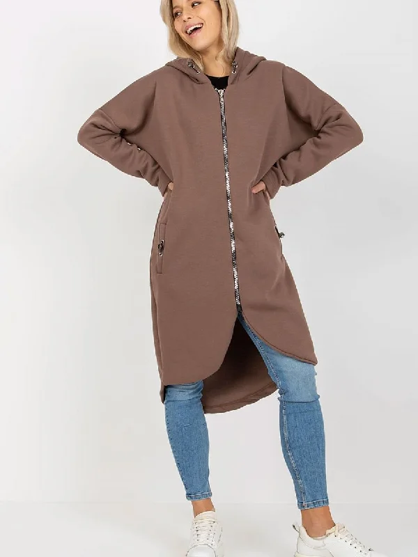 Sweatshirt Rue Paris Zip Hoodie Drawstring Kangaroo Pocket
