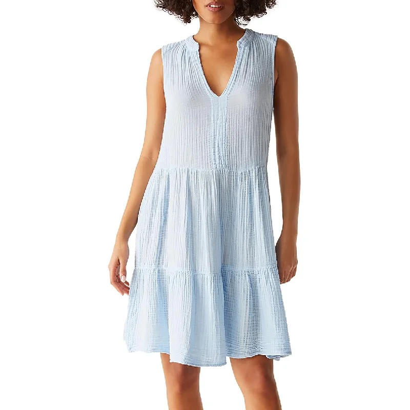 Womens Solid Rouched Babydoll Dress Tunics Gym athletic