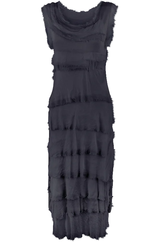 Gigi Sleeveless Long Ruffle Dress Tunics Fall fleece
