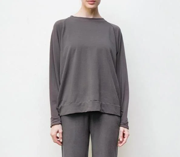 Anita Sweatshirt (Grey) Hoodie with Hidden Zipper Minimalist Clean